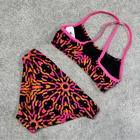 Adidas Women’s Kaleidoscope Open Scop Two Piece Swimsuit Beach Pink Orange S - Picture 3 of 14
